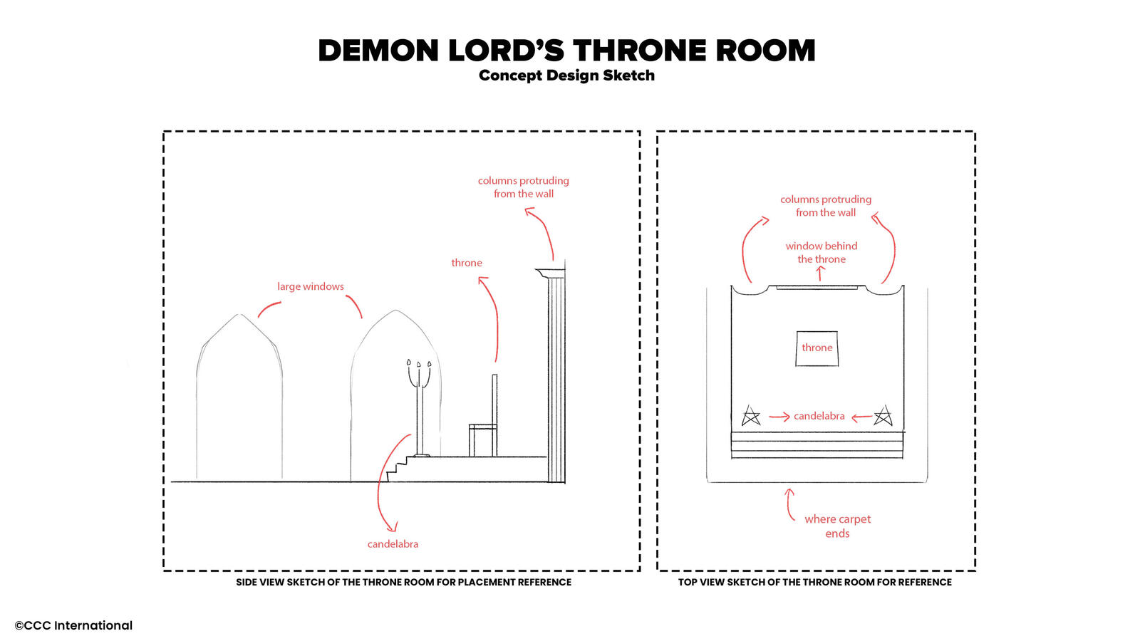 [Concept Design Sketch] Demon Lord's Throne Room, Different Perspectives